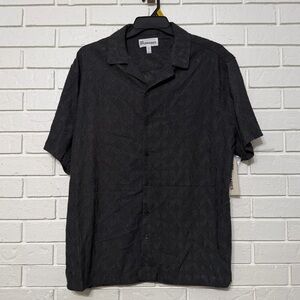 No Boundaries Men’s Eyelet Button-Up Shirt Gray Shadow Size L NWT